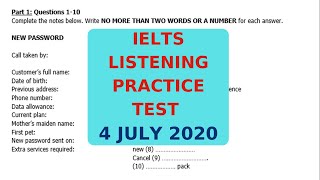 IELTS LISTENING PRACTICE TEST 4 JULY 2020