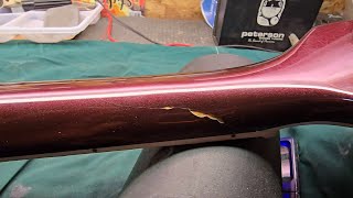 Guitar repair.  Gretsch cyg gets some neck repair and some fixing a few high frets. maine 2024