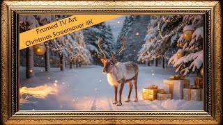 Majestic Reindeer & Christmas Tree Ambience Winter Scene  in 4K TV Art Screensaver screenshot 4