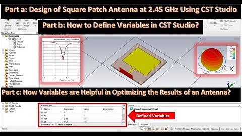 Design of Square Patch Antenna at 2.45 GH in CST | How to Define Variables in CST Studio? | Lab 09