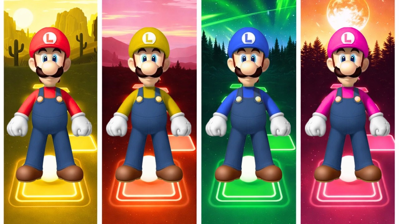 Red Luigi Vs Yellow Luigi Vs Blue Luigi Vs Pink Luigi |  Tiles Hop EDM Rush