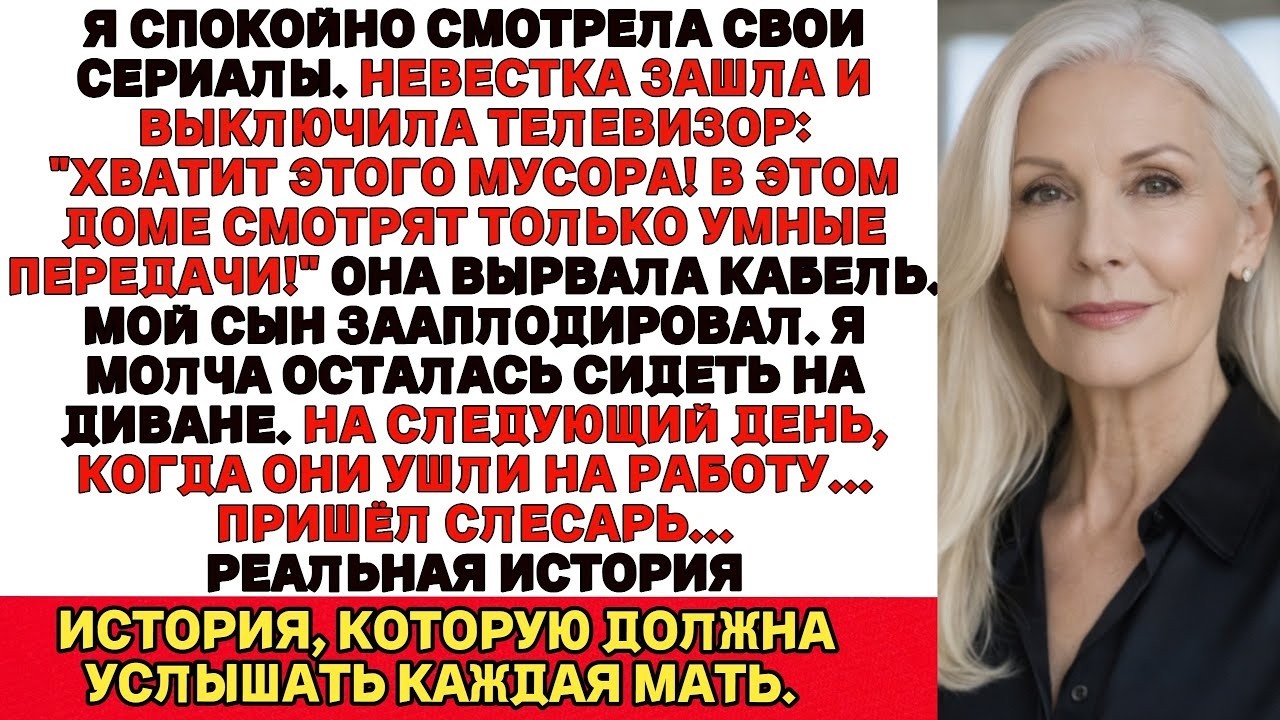 Я смотрел сериалы а моя невестка выключила телевизор со словами Хватит этой ерунды На следующий день