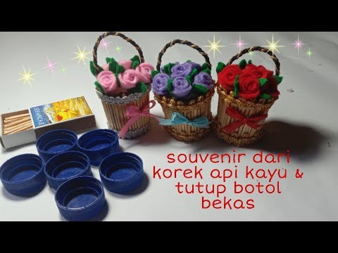 diy||-ide-kreatif--souvenir-dari-tutup-botol-bekas-&-korek-api-kayu-||kerajinan-flanel