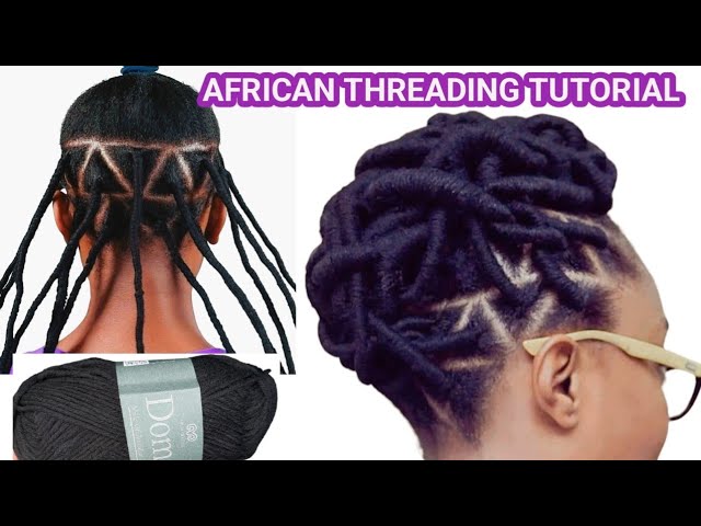 Halo Hairstyle with Brazilian wool African threading 