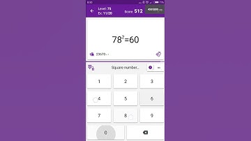 Math Tricks - Training mode - square numbers between 70 and 79 - level 075 (Number Keyboard)