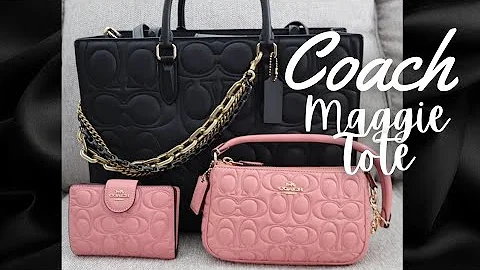 Coach Maggie Tote - Black Signature Leather WIMB