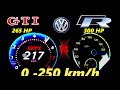 💰 VW Golf 8.5 GTI (265 HP) vs VW Golf 7 R (300 HP) – E-Commerce Drag Race 0 - 250 km/h