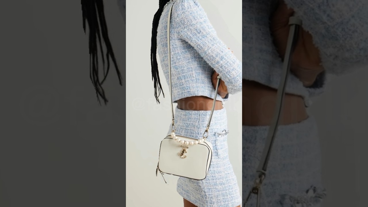 JIMMY CHOO Avenue Vanity embellished leather shoulder bag.