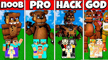 Minecraft Battle: FAMILY FNAF HOUSE BUILD CHALLENGE NOOB vs PRO vs HACKER vs GOD Animation