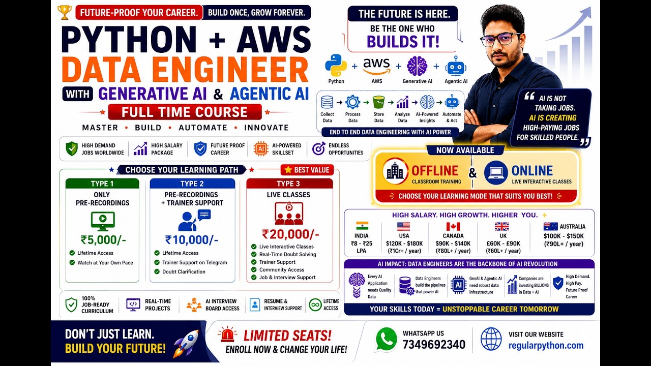 🚀 LIVE Classes Started | Python + AWS Data Engineer with GenAI ...