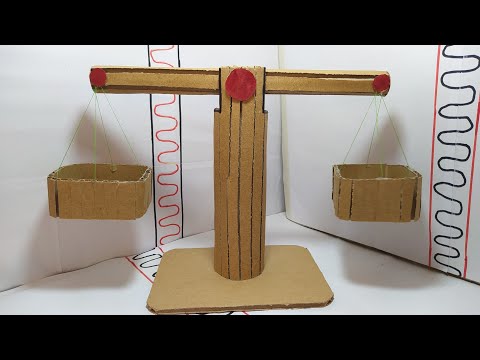 how to make a small balance from cardboard at home طريقة عمل ميزان صغير من الكرتون