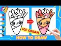 How to Draw a Cute Ice Cream Cone for Kids | Easy Ice Cream Drawing | Michibi