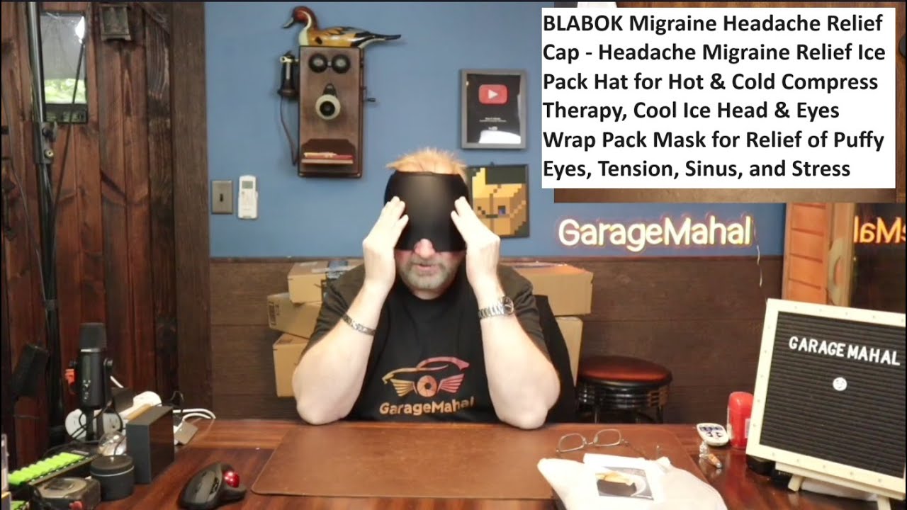 Migraine Headache Relief Cap Ice Pack Hat for Hot & Cold Compress Therapy, Cool Ice Head & Eyes Wrap