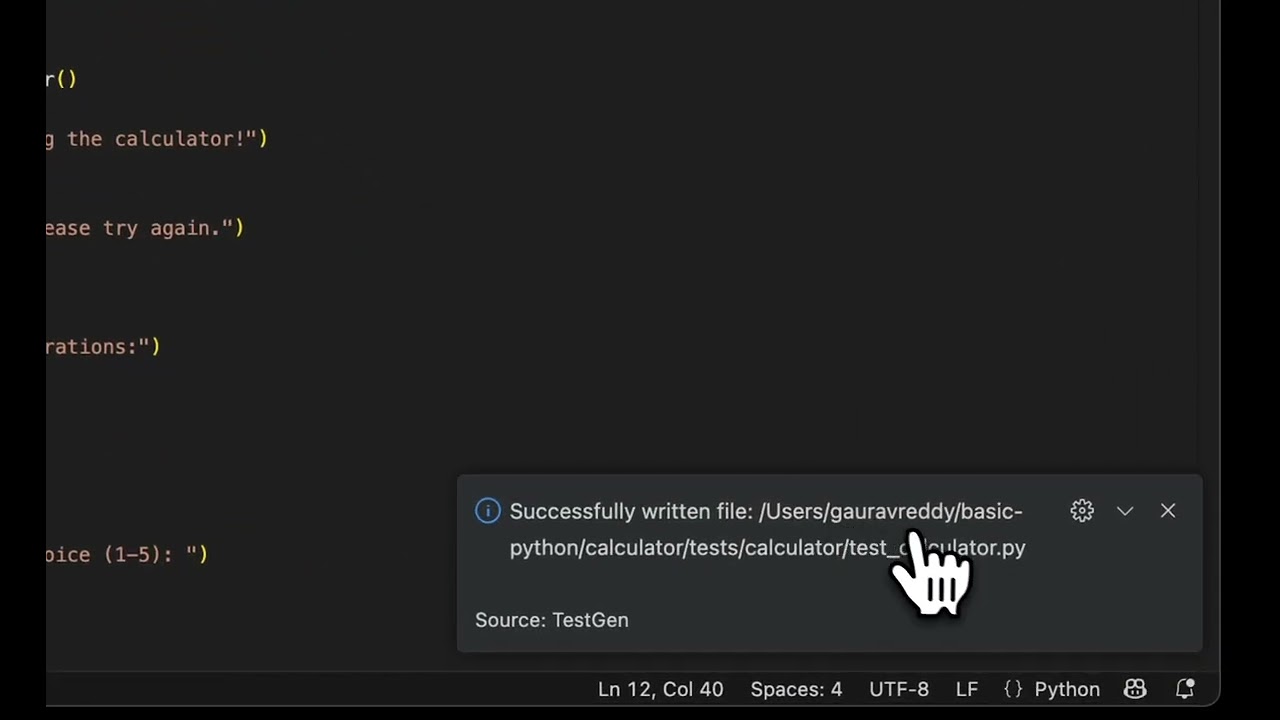 testGen | VS Code Extension | AI Software Tester Demo