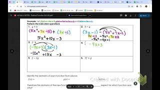 A2 20A (part 1) Operations of Functions Notes