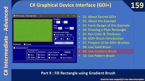 C# GDI Plus | Part 9 - Gradient Brush | C# Advanced #159