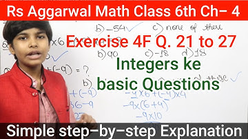 rs aggarwal Solution Class 6 chapter 4 Exercise 4F Q 21 to 27 | Integers basic math glory