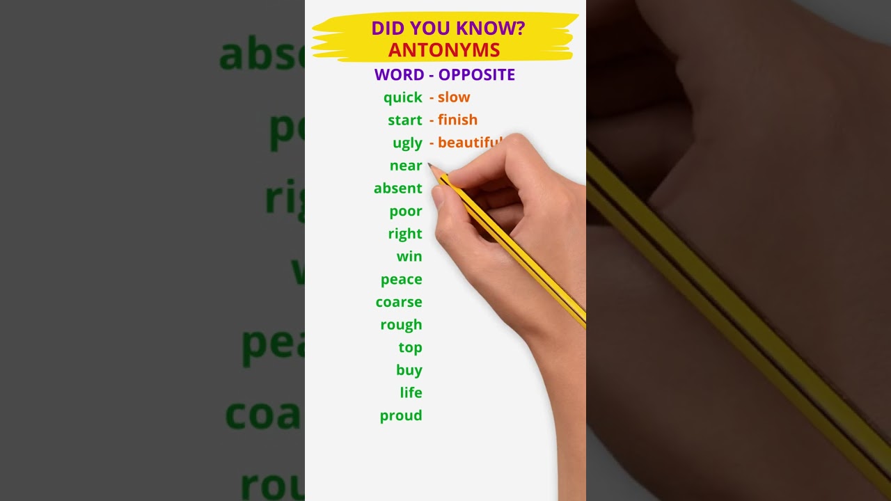 ANTONYMS - PART 2 | Graded from simple to difficult | English Vocabulary | Like and Subscribe