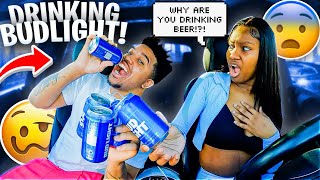 DRINKING BUD LIGHT IN FRONT OF MY GIRLFRIEND TO SEE HER REACTION! *HILARIOUS*