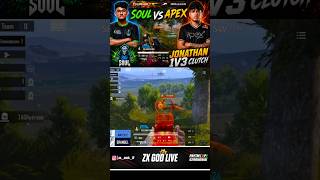 JONATHAN 1V3 CLUTCH😱SOUL VS APEX GAMING 🥶 #jonathan #goblin #soul #apexgaming #bgmi #pubg #shorts