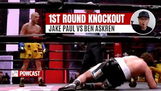 Jake Paul vs Ben Askren Fight|  1st Rd  BRUTAL Knockout REACTION