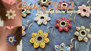 Beading Tutorial | how to bead colorful "Girasol" flower earrings, Miyuki seed bead DIY jewelry
