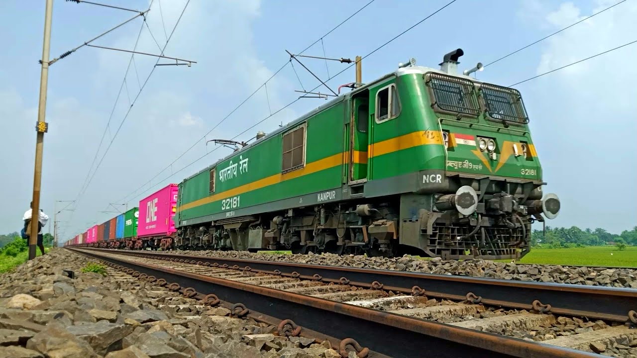 Extreme High Speed Wag9 Haluing Colourful Container wagons Freight Train Furious Skipping Hbc Route