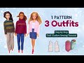 No Sewing Machine! Hand Sew Winter Doll Clothes: Turtleneck, Round Neck &amp; Cardigan from 1 Pattern