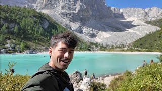 HIKING TO AN ALPINE LAKE IN THE DOLOMITES FADED
