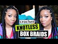 🔥Easy CROCHET KNOTLESS BOX BRAIDS 🚫NO RUBBERBANDS | ANYONE can do!