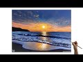 How to paint a sunset over the ocean for beginnersmedium  acrylic painting tutorial ocean sunset