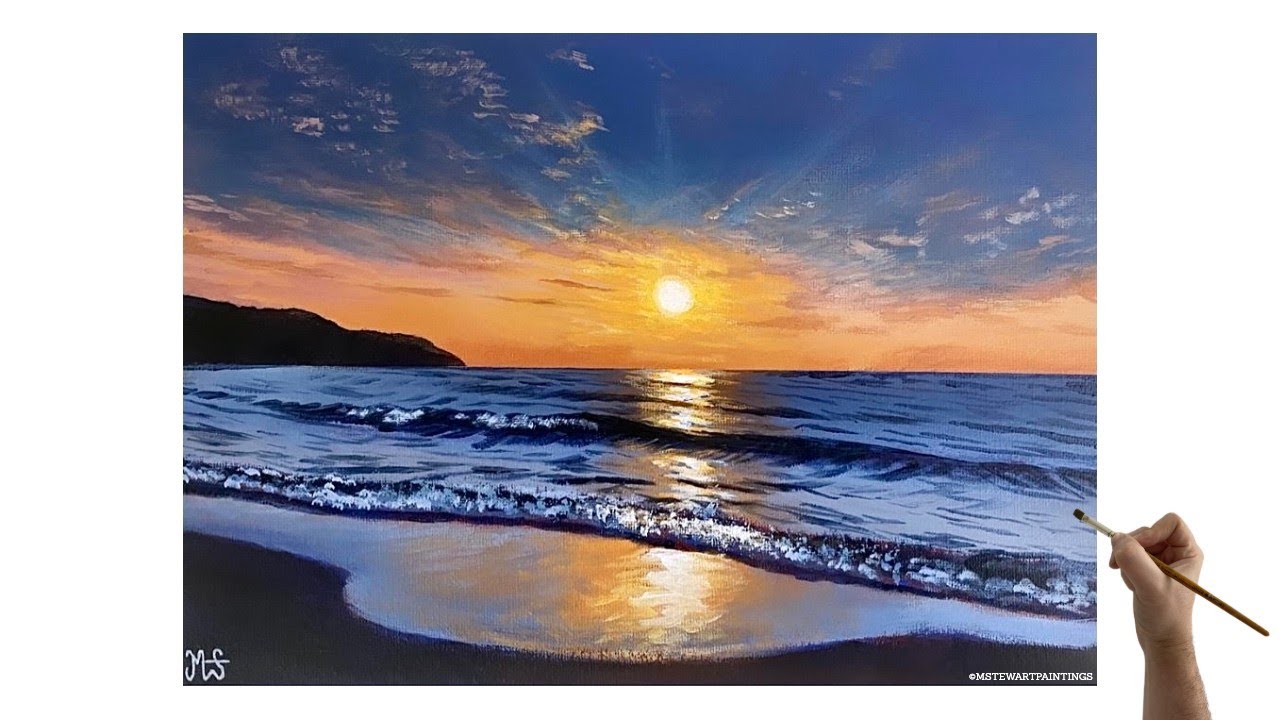 How to paint a Sunset over the ocean for beginners/medium ...