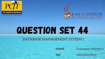 Question Set 44 | Database Management System | Java Institute