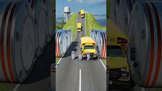 Car & School Bus vs Hydraulic Crush - BeamNG.Drive#shorts #beamngdrive #bus screenshot 4