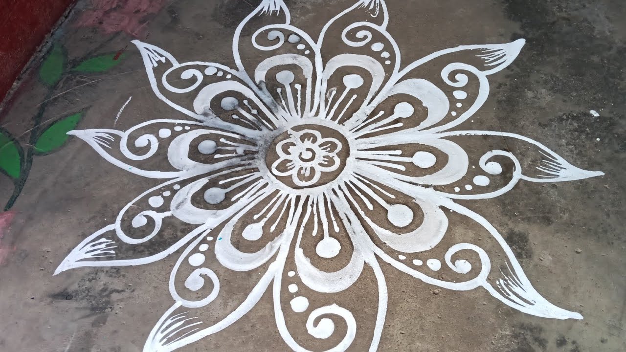 Latest Flower Rangoli 2026 🌸| Simple & Elegant Design Tutorial | Beautiful White Rangoli Design 