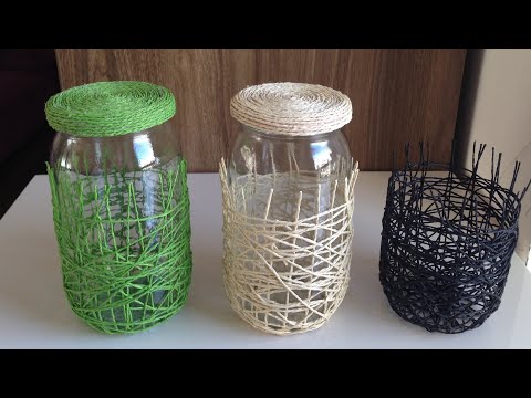 DIY jar decor with paper rope, kağıt iple kavanoz süsleme