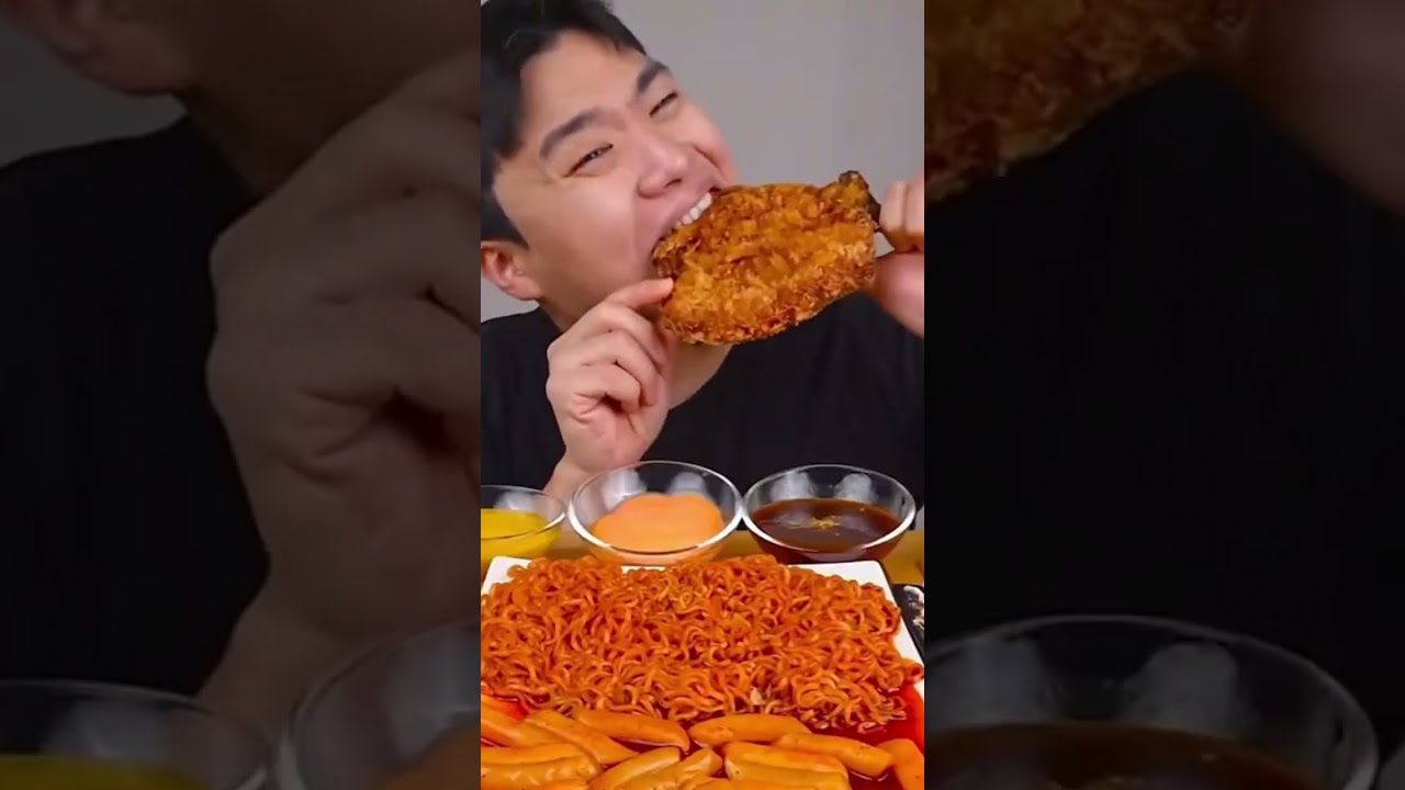 Asmr Spicy Noodles, spicy chicken thighs, Tteokbokki, fried pork ribs