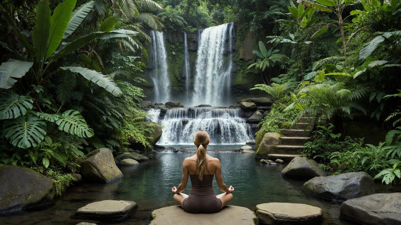 🧘‍♀️ ASMR Jungle Waterfall Meditation 🌴 Deep Calm Yoga Instrumental | 2026