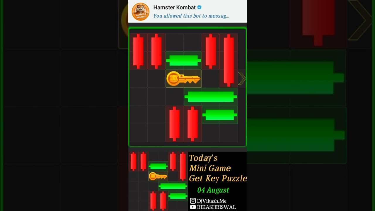 Hamster Kombat Today's 04 August Mini Game Get Key Puzzle