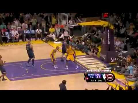 Lakers: 111 Jazz: 103 Lakers lead series 2-0 Next game: (5/8) @ Utah Carlos Boozer drove the lane, and his shot was disdainfully blocked by Lamar Odom. The Utah forward grabbed the ball to try anotherâand Pau Gasol(notes) took a turn swatting it. Although Boozer is not a small man, the Los Angeles Lakers are taller, thicker, just plain biggerâand that could be an insurmountable problem for the Utah Jazz in this second-round playoff series. Kobe Bryant scored 30 points, Gasol added 22 points and 15 rebounds, and the Lakers methodically pounded the ball down low in a 111-103 victory over the Jazz on Tuesday night, taking a 2-0 series lead. Andrew Bynum had 17 points and 14 rebounds for the defending NBA champions, who ruthlessly exploited their twin 7-foot starters height advantage, along with the 6-foot-10 Odoms presence off the bench. With 64 points in the paint, a 58-40 rebounding advantage and 13 blocked shots, the Lakers maintained a medium-sized lead throughout the second half of a disjointed, foul-choked game that lasted over 2 1/2 hours. They played extremely, extremely well, Bryant said of his big men. Pau and Andrew, their work on the boards tonight was sensational. Lamar coming off the bench with 15 rebounds was just incredible. We really did a great job, and aside from scoring, the big fellas, obviously rebounding and controlling the paint. The Lakers didnt mind skipping showtime for a steady win that put them halfway to their third straight trip to the Western <b>...</b>