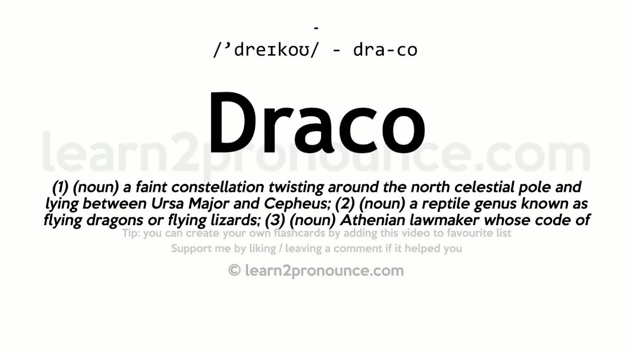 Pronunciation of Draco Definition of Draco YouTube