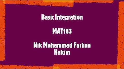 MAT183 - Basic Integration