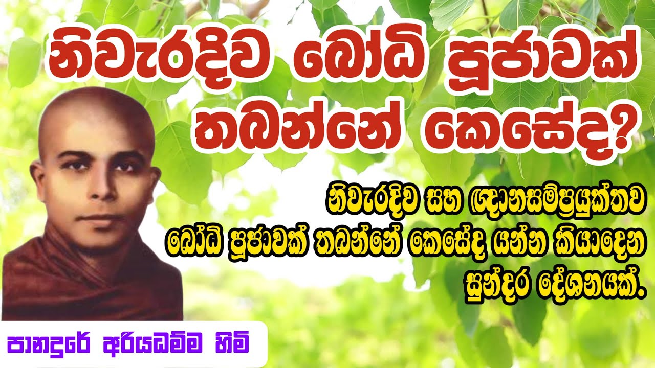 නිවැරදිව බෝධි පූජාවක් තබන්නේ කෙසේද? - පානදුරේ අරියධම්ම හිමිපාණන් වහන්සේ (Bodhi Puja - Panadure Himi)