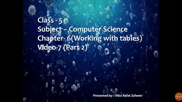 Class-5, Como.Sc, Ch-6(Working with Table), video-7, part-2
