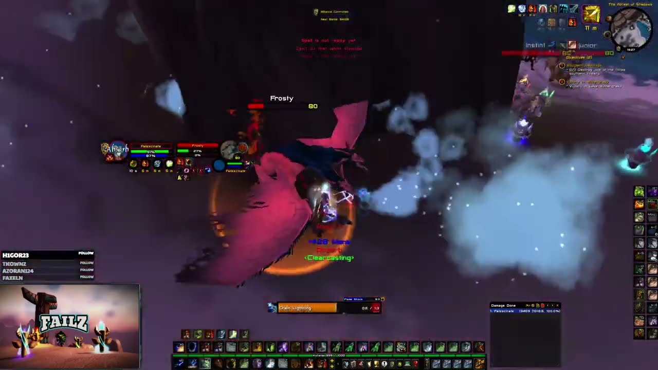 Ele Shaman vs Hunter and 4 Druids WOTLK PVP