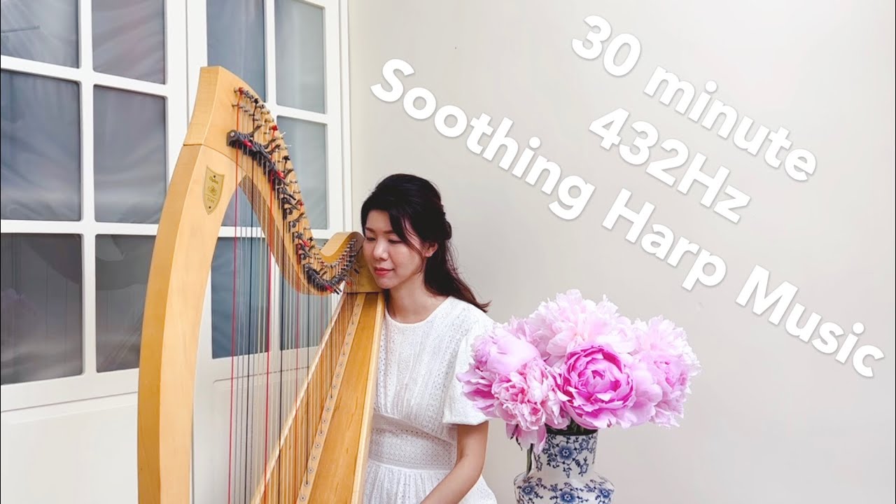 音樂療養系列《與￼牡丹花的豎琴療養即興》30分鐘432Hz的療癒豎琴音樂| 30 minute 432Hz  Soothing Harp Music for Relaxation,Meditation