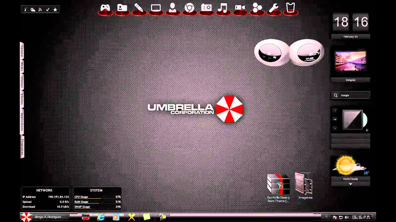 Windows 7 Umbrella Corporation Theme Youtube