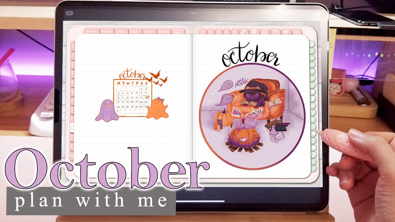 PLAN WITH ME | October 2022 Digital Bullet Journal Setup | Kawaii Halloween theme | with iPad