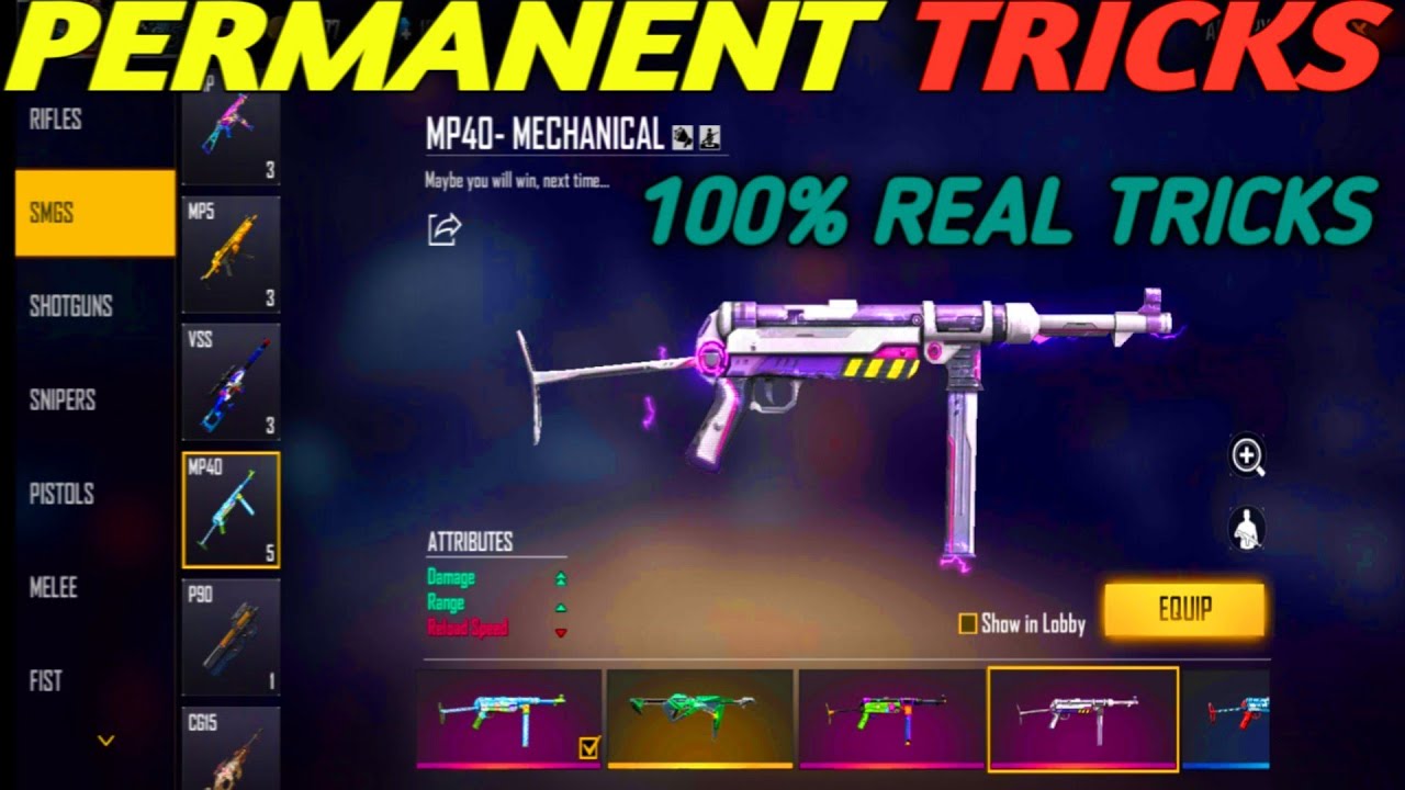 How To Get Mp40 Machanical Skin Permanently How To Get Mechanical Mp40 In Free Fire Youtube