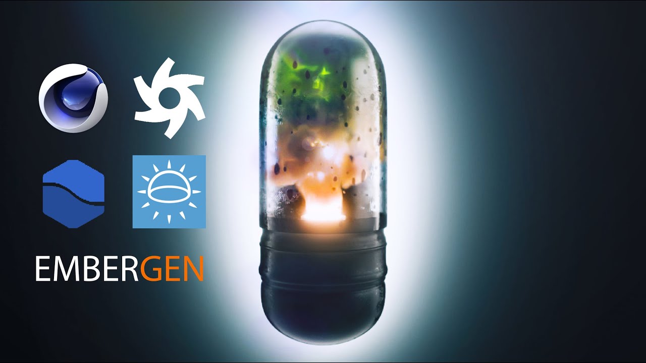 Project Power Pill (Cinema 4D, Embergen, HDR Light Studio, Realflow, Octane Render)